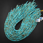 Aqua Terra Jasper Smooth Tube Cylinder Beads Aka Blue Turquoise Impression Jasper 15.5" Strand