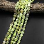 Natural Yellow Green Prehnite Freeform Rounded Nugget Pebble Beads 15.5" Strand