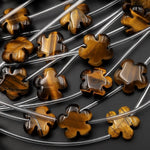 Natural Tiger's Eye Carved Cherry Blossom Flower Gemstone Beads 15mm