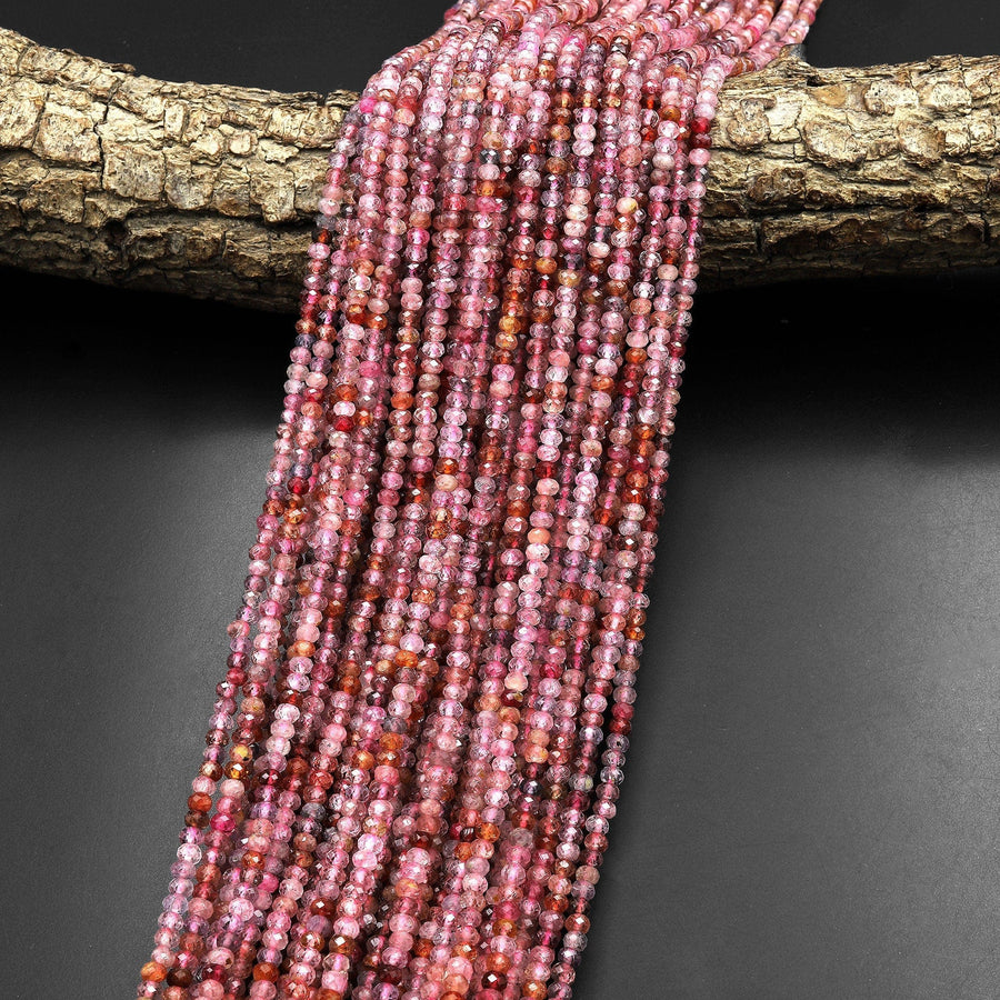 Real Genuine Natural Multicolor Spinel Faceted Rondelle Beads 3mm Gemstone 15.5" Strand