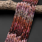 Real Genuine Natural Spinel Faceted Round Beads 4mm Multicolor Red Pink Purple Gray Orange Gemstone 15.5" Strand