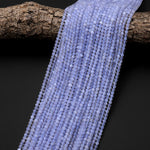 AAA Faceted Natural Blue Lace Agate 3mm 4mm 6mm Round Beads Blue Chalcedony 15.5" Strand