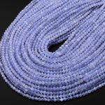 AAA Faceted Natural Blue Lace Agate 3mm 4mm 6mm Round Beads Blue Chalcedony 15.5" Strand