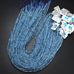 AAA Faceted Natural Blue Santa Maria Aquamarine Rondelle Beads 4mm Extra Translucent 15.5" Strand