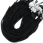 AAA Natural Black Onyx Rondelle Beads Smooth 4mm 15.5" Strand