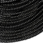 AAA Natural Black Onyx Rondelle Beads Smooth 4mm 15.5" Strand