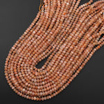 Natural Sunstone Faceted Rondelle Beads 5mm Orange Feldspar 15.5" Strand