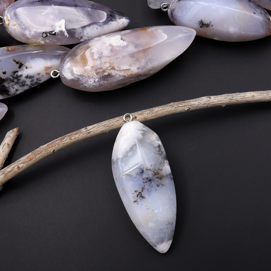Natural Angel Chalcedony Pendant Teardrop Pendulum A2
