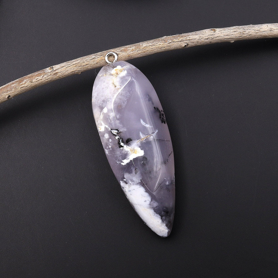 Natural Angel Chalcedony Pendant Teardrop Pendulum A3