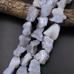Large Freeform Natural Blue Chalcedony Geode Slice Druzy Beads Blue Lace Agate 15.5" Strand