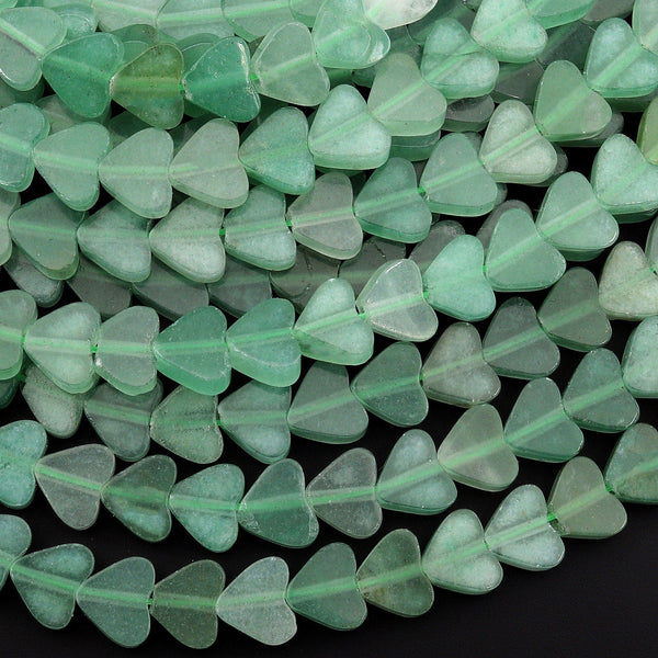 Natural Green Aventurine Carved Heart Beads 6mm Gemstone 15.5" Strand