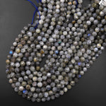 Faceted Natural Gray Labradorite 8mm Round Beads 15.5" Strand