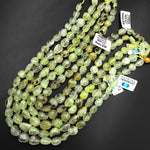 Natural Yellow Green Prehnite Freeform Rounded Nugget Pebble Beads 15.5" Strand