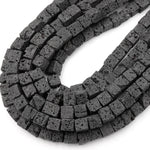 Natural Black Lava 10mm Cube Beads 15.5" Strand
