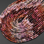 Real Genuine Natural Spinel Faceted Round Beads 4mm Multicolor Red Pink Purple Gray Orange Gemstone 15.5" Strand