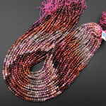 Real Genuine Natural Spinel Faceted Round Beads 4mm Multicolor Red Pink Purple Gray Orange Gemstone 15.5" Strand