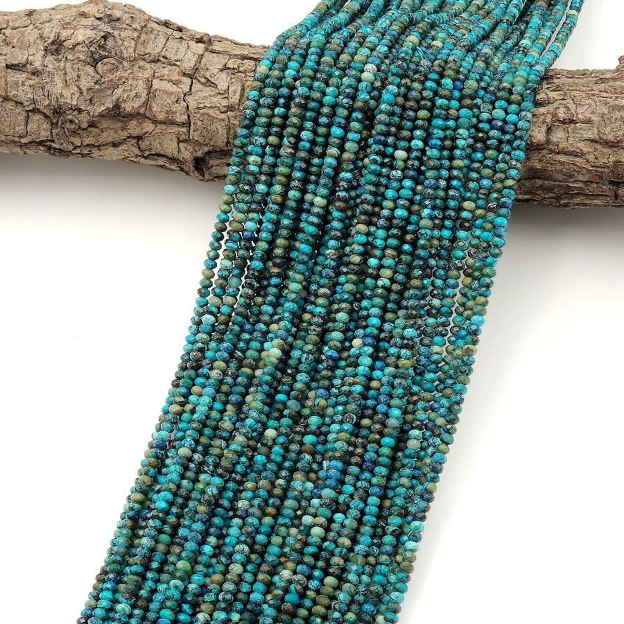 Natural Shattuckite Chrysocolla Azurite Faceted 3mm Rondelle Beads 15.5" Strand