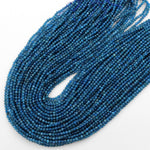 Natural Dark Teal Blue Apatite 3mm Faceted Round Beads Gemstone 15.5" Strand