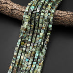 Natural African Turquoise 6mm Cube Beads 15.5" Strand