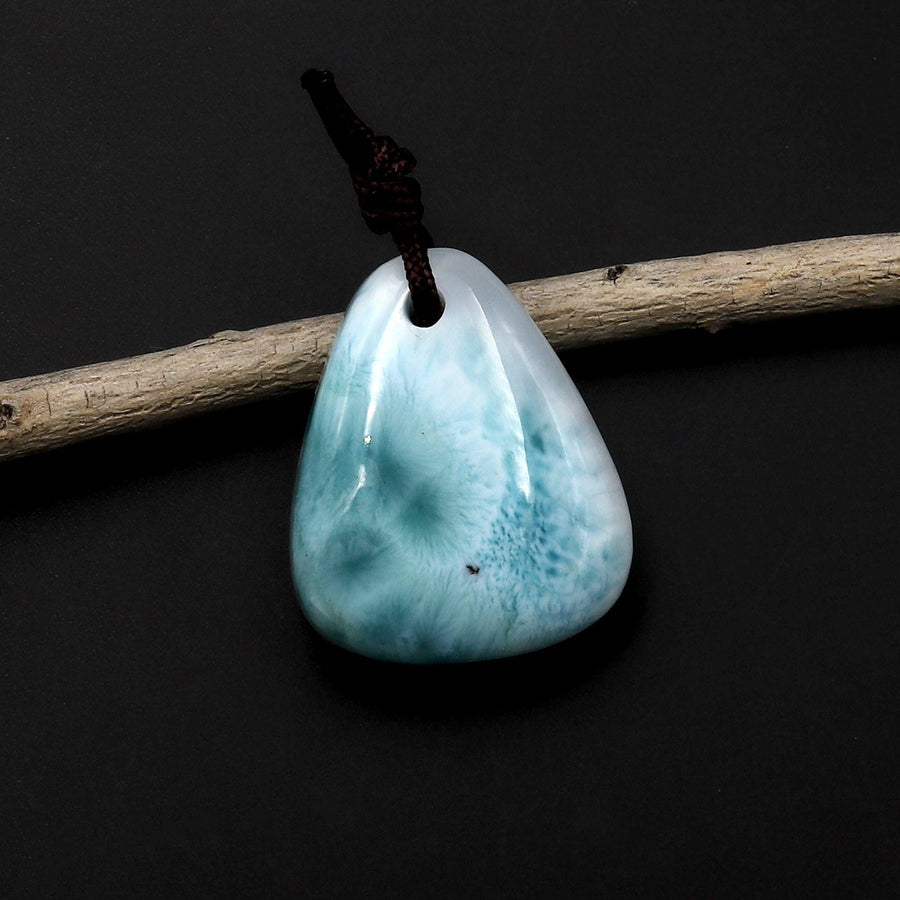 AAA Natural Larimar Freeform Triangle Pendant Genuine Real Blue Larimar Gemstone Focal Bead A2