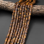 Natural Tiger's Eye 8mm Heishi Rondelle Beads 15.5" Strand