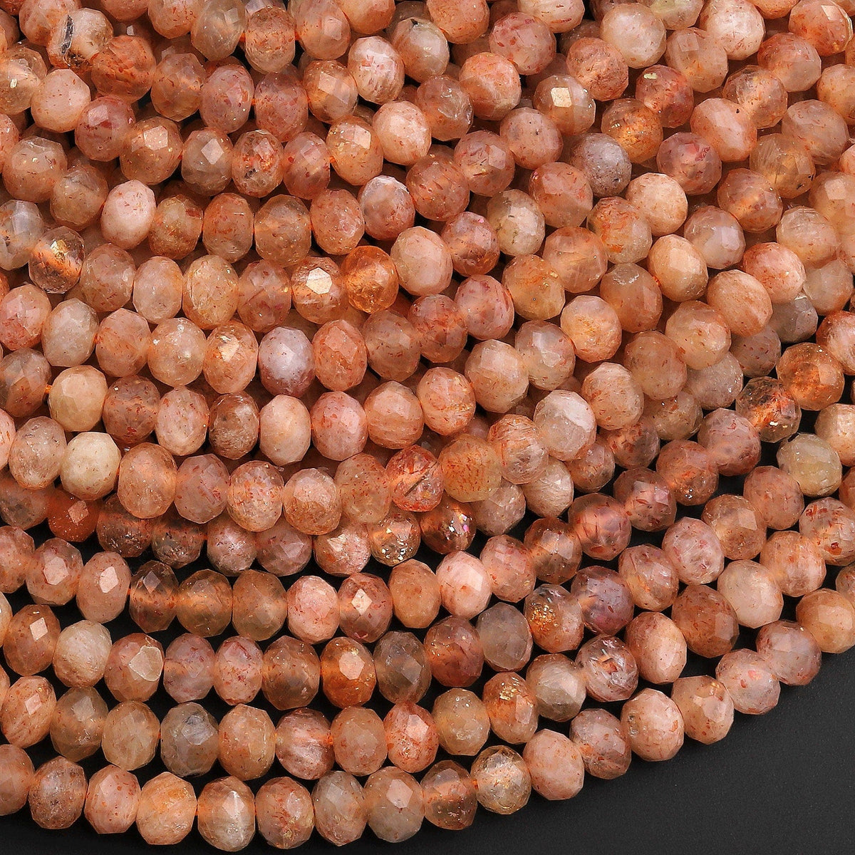 8 Inches High Quality Sunstone Feldspar Faceted Geometrical Crown Cut Beads Natural Gemstone Center Drill Beads Line | 13x16x4 to selling 5x7x3 mm