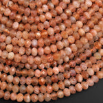 Natural Sunstone Faceted Rondelle Beads 5mm Orange Feldspar 15.5" Strand