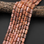Natural Peach Moonstone Smooth Tube Cylinder Beads 15.5" Strand