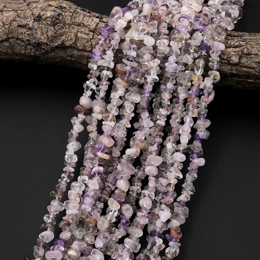 Natural Auralite 23 Cacoxenite Freeform Rondelle Chip Beads 15.5" Strand