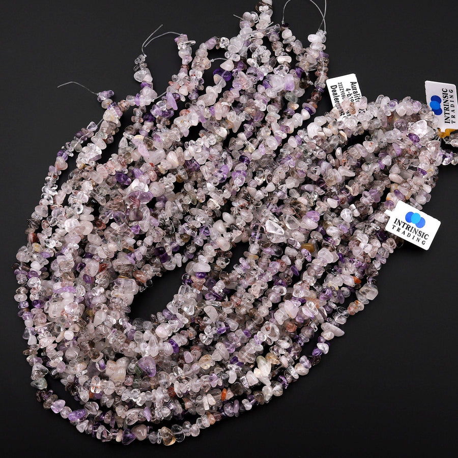 Natural Auralite 23 Cacoxenite Freeform Rondelle Chip Beads 15.5" Strand