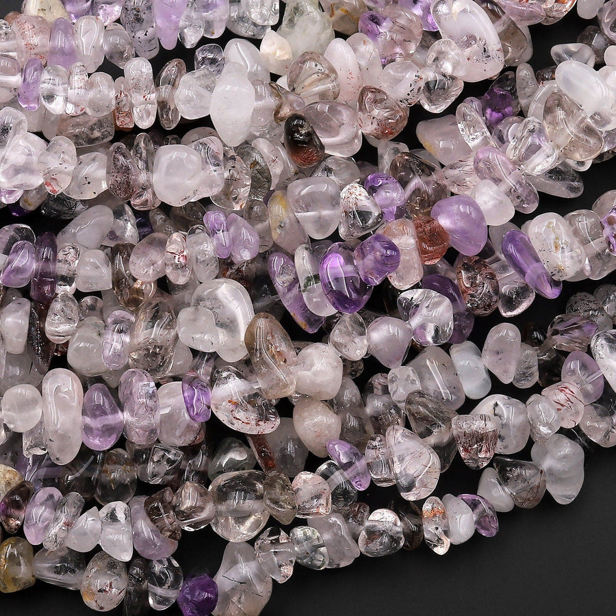 Natural Auralite 23 Cacoxenite Freeform Rondelle Chip Beads 15.5" Strand