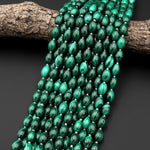 AAA Natural Green Malachite Drum Barrel Beads 10mm 12mm Gemstone From Congo 15.5" Strand