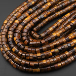 Natural Tiger's Eye 8mm Heishi Rondelle Beads 15.5" Strand