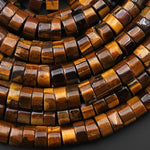 Natural Tiger's Eye 8mm Heishi Rondelle Beads 15.5" Strand