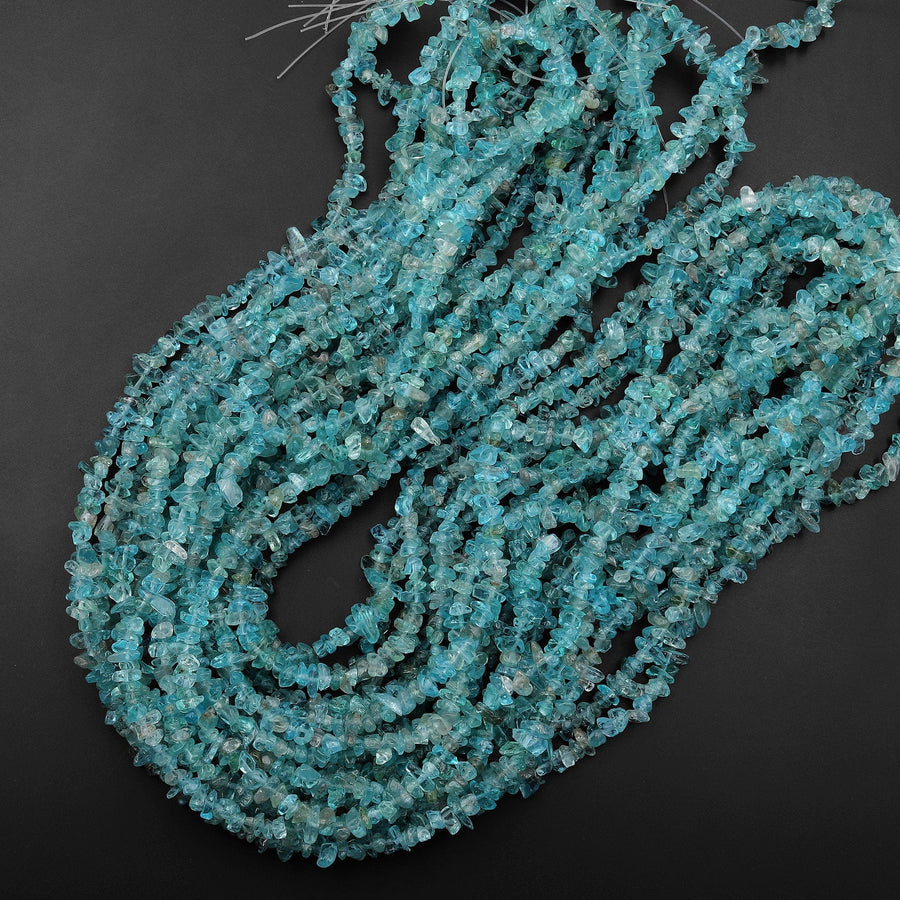 Natural Apatite Freeform Chip Nugget Beads 15.5" Strand