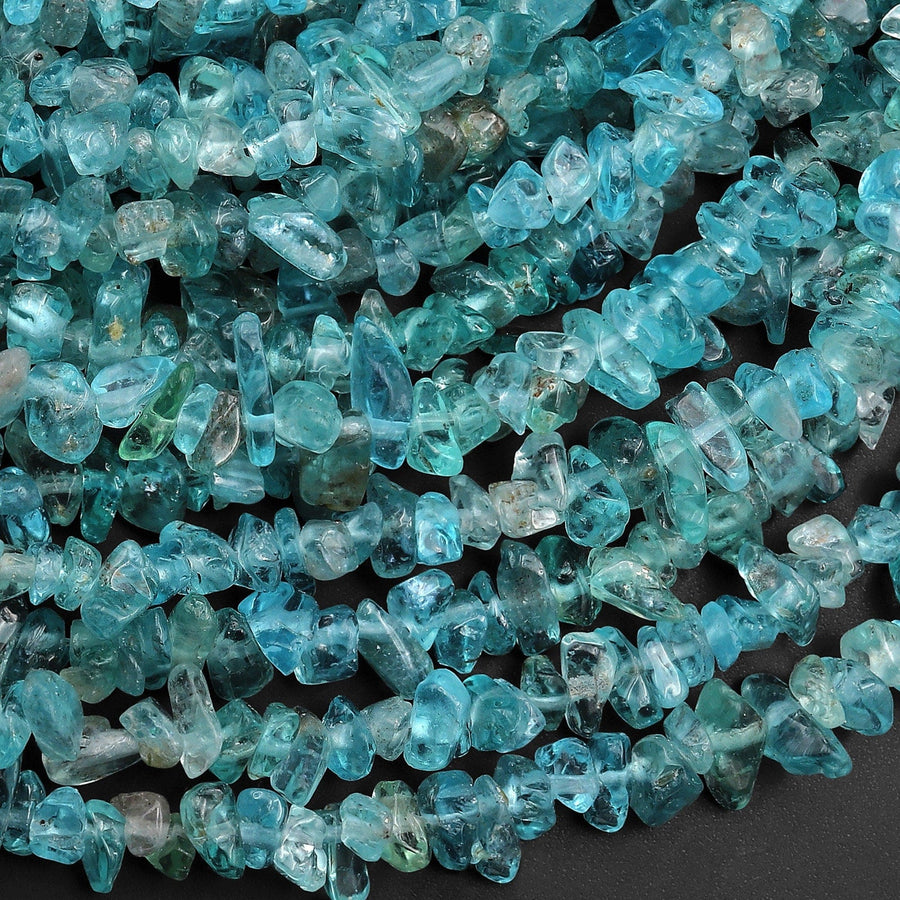 Natural Apatite Freeform Chip Nugget Beads 15.5" Strand