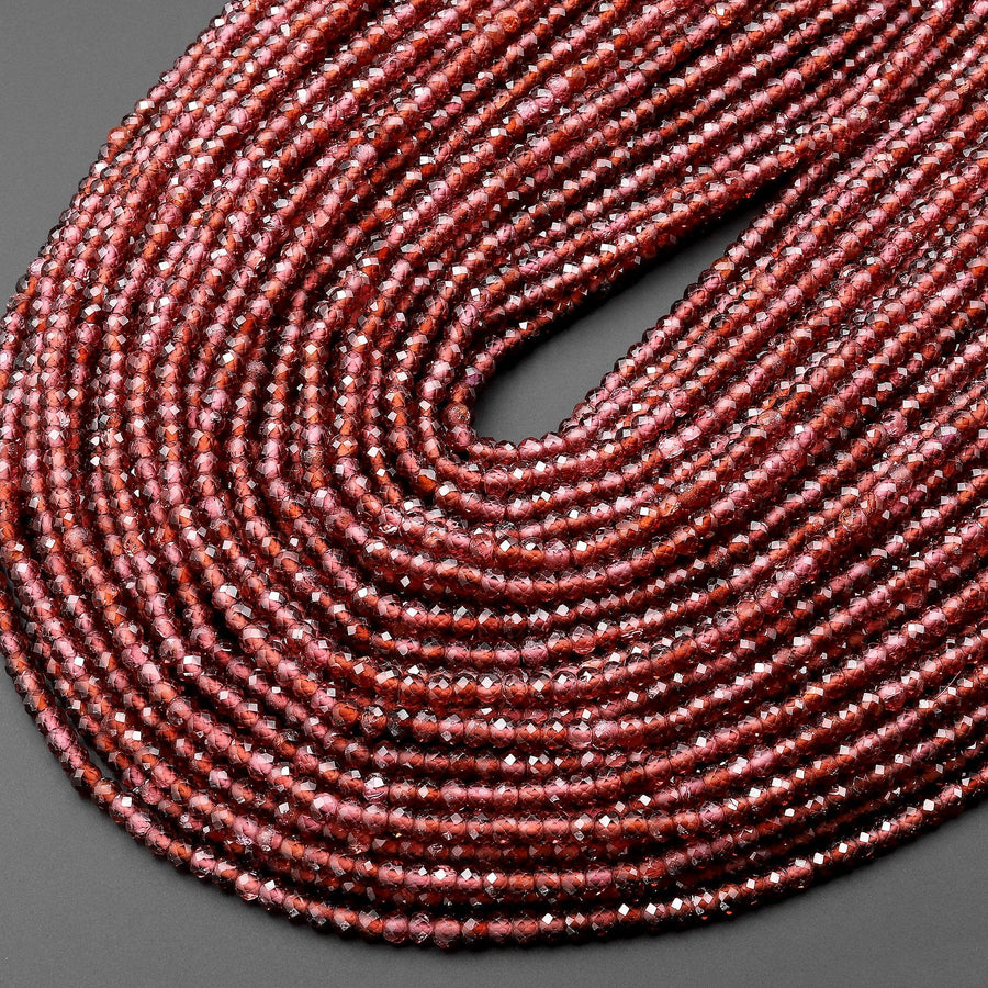 AAA Rare Natural Malaya Mauve Peach Garnet Faceted 3mm Rondelle Beads 15.5" Strand