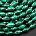 AAA Natural Green Malachite Drum Barrel Beads 10mm 12mm Gemstone From Congo 15.5" Strand