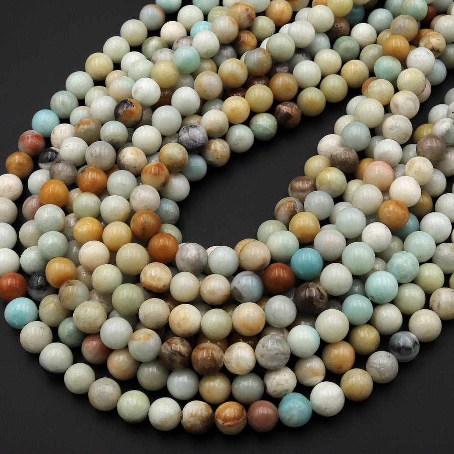 Natural Amazonite Round Beads 4mm 6mm 8mm Multicolor Amazonite 15.5" Strand