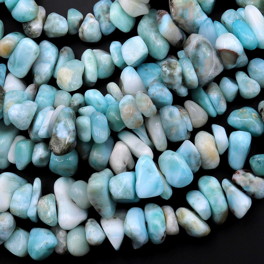 Natural Blue Larimar Freeform Chip Nugget Pebble Beads 15.5" Strand