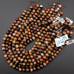 Rare Natural Golden Red Tiger's Eye 10mm Round Beads 15.5" Strand
