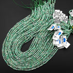 Real Genuine Natural Colombia Soft Green Emerald Gemstone Faceted 4mm Round Beads Laser Diamond Cut Gemstone May Birthstone 15.5" Strand