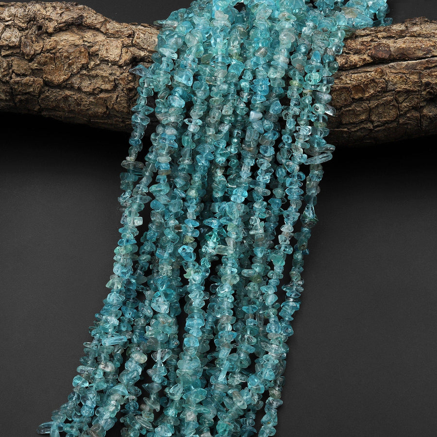 Natural Apatite Freeform Chip Nugget Beads 15.5" Strand