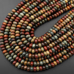 AAA Natural Red Creek Jasper Smooth 8mm Rondelle Beads Earthy Red Green Brown Aka Cherry Creek Multicolor Picasso Jasper 15.5" Strand