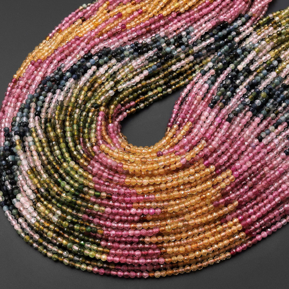 5-6mm Multi Color Tourmaline Plain Tube Beads 14 inch 57 pieces
