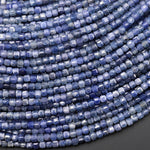 Natural Blue Sapphire Faceted Gemstone Cube Beads 2mm from Sri Lanka 15.5" Strand
