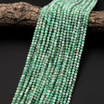 Real Genuine Natural Colombia Soft Green Emerald Gemstone Faceted 4mm Round Beads Laser Diamond Cut Gemstone May Birthstone 15.5" Strand