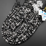 Natural Black Tourmaline Rutilated Quartz Thin Rondelle 6mm Beads 15.5" Strand