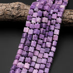 Natural Lilac Purple Lepidolite 8mm Cube Beads 15.5" Strand