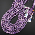 Natural Lilac Purple Lepidolite 8mm Cube Beads 15.5" Strand